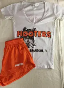 B16 Hooters Girl Rare Vintage Original Uniform V-Neck Shirt & Shorts size Xxs/Xs