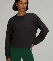 Lululemon black braided sleeve cropped pullover sweater size 8, style #LW3EVVS