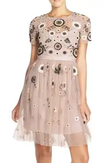 Needle & Thread Dress Woodland‎ Floral Embellished Tulle Pastel Pink Minidress 2