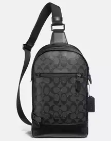 Coach Graham Pack Signature monogram in gunmetal gray black crossbody unisex