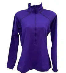 Nike  Pro Shirt Womens Purple 1/4 Zip DriFit Mock Neck Stretch Long Sleeve Medium