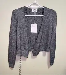 & Other Stories NWT Grey Silver Glitter Sparkle Wrap Crop Top XS Fairy Grunge