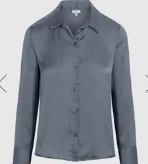 Splendid x Cella Jane Crinkle Blue Gray Button Down Blouse Size Medium