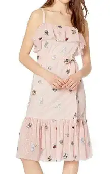 nwt betsey johnson pink frilly Bugs lady bug Ruffle Dress size medium