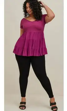 Torrid Plus 2X Top Knit Crinkle Gauze Off The Shoulder Smocked Bodice Blouse