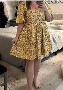 Abercrombie and Fitch Emerson Poplin Puff Sleeve Yellow Floral Mini Dress Size M