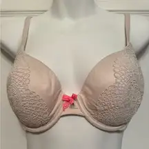 VICTORIA’S SECRET Size 34C Pink Bow Body by Victoria Lace Padded Push Up Bra