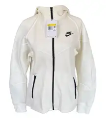 Nike women's pale ivory sportswear tech fleece windrunner full zip hoodie small
