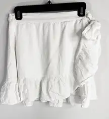Aerie Self Tie Wrap‎ Ruffle Hem Skirt White SMALL NWT