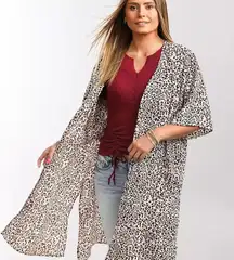 Daytrip Animal Print open front Kimono ivory taupe size medium