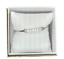 MICHAEL Michael Kors Logo and Rhinestones Bangle Bracelet Silver