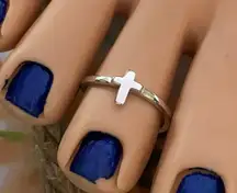 Sterling Silver Cross Toe Ring  Midi Ring