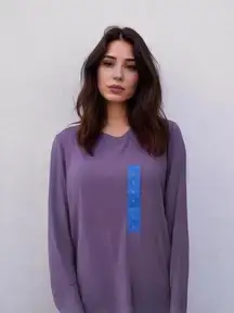 NWT Danskin Ladies' Ribbed Long Sleeve Active Top – Purple, Size L