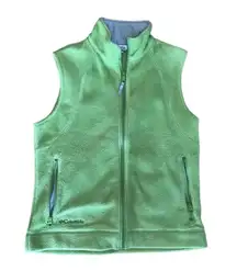 Columbia Fuzzy Light Green Zip Up Vest Women’s Size Medium