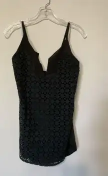 Athleta  Eyelet Dunes Tank Top Women’s Black HALTER tassel Size XLT - NWT