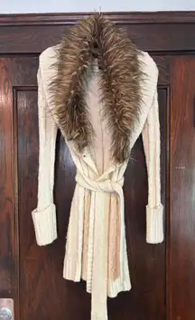 INC International Concepts cream sweater with fur