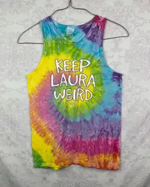 Oversized Tie Dye Swirl “KEEP LAURA WEIRD” ATX ‘21 Tank Top