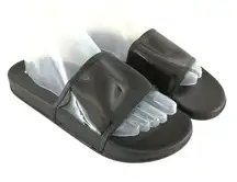 Rue 21 etc! Womens Sandals Slides Flip Flops Shiny Black Slip On Size M 7/8