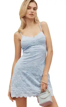 Mare Mare Sleeveless Lace Mini Dress Blue Size Medium NWT