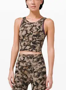 LULULEMON- Power Pivot Tank Everlux Dispersed Light Raw Linen Multi Athletic Top