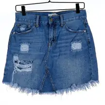 JBD Frayed Jean Skirt Small