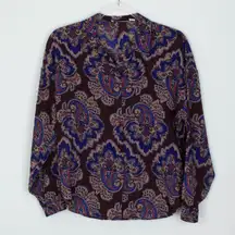 VTG Pendleton Miss Sophisticates Womens Paisley Button Up Blouse Size M Brown