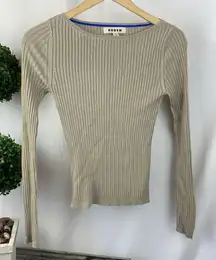 Boden Tan Ribbed Knit Long Sleeve Vintage Sweater Top S