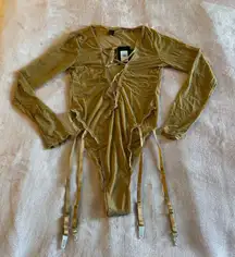 Frederick's of Hollywood Lola Lee sheer mesh long sleeve body suit/teddy size M