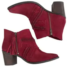 EUC Naughty Monkey Leather Ankle Boots Red Size 9