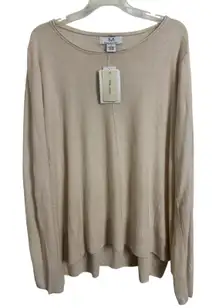 NWT Magaschoni 100% Linen Peach Long Sleeve Top Oversized Medium Casual Comfy