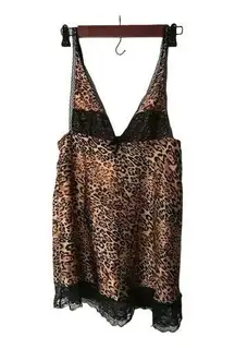 Metaphor Women`s Night Gown Robe Sleeveless Animal Print Black Lace Size S