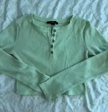 Light Green Forever21 Long sleeve Henley