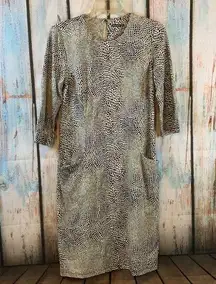 J. McLaughlin Black & White Animal Print Stretchy Dress with Pockets Size M