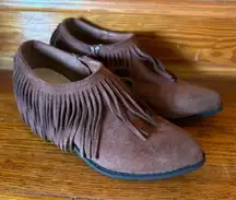 Fringe Suede Booties 7.5