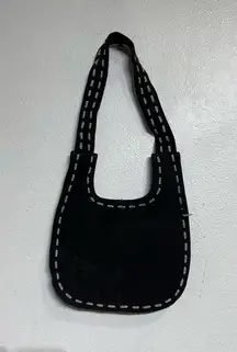 Weather Vane Black Stitch Suede Vintage Purse