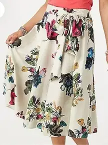 Roz & Ali Floral Print Linen MIDI Skirt