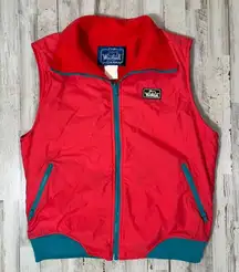 Vintage‎ 90s Woolrich Neon Pink Red Teal Nylon Puffer Vest Womens Size Large