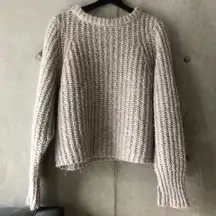 Beige Taupe Oversized Crewneck Sweater 