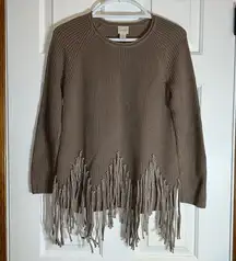 Chicos Women’s Drama Fringe Pull Over Sweater Size 0/Sm-EUC