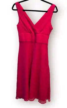 J. Crew Sophia Silk Crepe Chiffon V-neck Dress Magenta Pink Size 4 Barbiecore