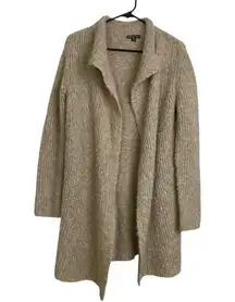 James Perse Boucle Cardigan Sweater Womens Size 1 Brown Knit Open Texture Alpaca