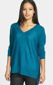 Arctic Green Blue Royal Alpaca Colorblock High Low Sweater