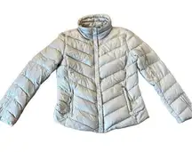 Gap down fill grey chevron puffer jacket size medium petite