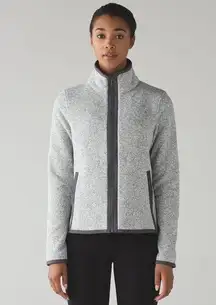 Lululemon Its Fleecing Cold Zip Up Jacket Heathered White Gray Women Size 6 EUC