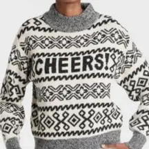 a new day Black and White mock neck Cheers! Sweater XL