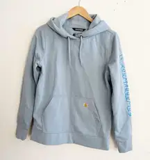 Carhartt Women's Hoodie Rain Defender Relaxed Midweight Graphic Sweatshirt Blue