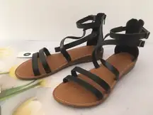 Black Gladiator Sandals, Size 9