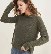 Jenni Kayne Cashmere Fisherman Crewneck Pullover Sweater Olive Green Medium M