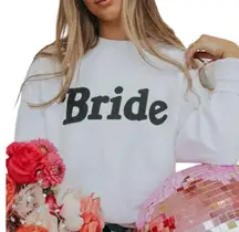 Chicka-D Bride Corded Ribbed Crewneck White Sweatshirt Bridal Size XL