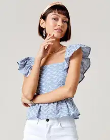 Mariana Eyelet Ruffle Sleeve Blouse